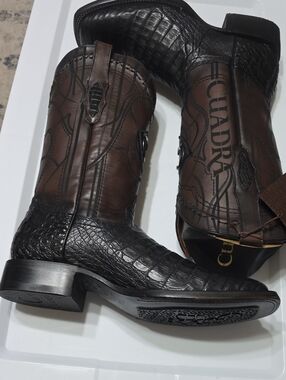 Cuadra Men’s Brown and Black Embossed Exotic Western Boots
